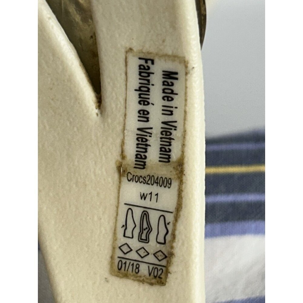 Crocs Sanrah Hammered Circle Gold Cream Wedge Thong Sandal Womens Size 11 - Picture 12 of 12